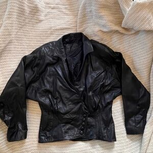 80s cinched cropped leather jacket